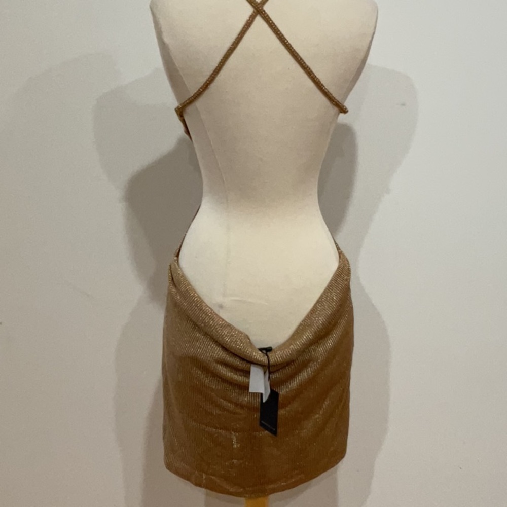 Michael Costello Metallic Gold Mini Dress - Picture 13 of 13